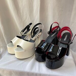 SOLD Lamoda Wicked and Pure Chick Flick Patent Leather Platform Heels Sizes 9